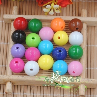 DIY手工饰品配件彩色珠子散珠儿童串珠14mm糖果珠实色珠不掉色