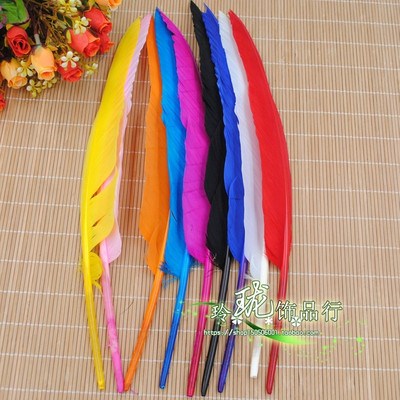 鹅毛驼背羽毛 彩色羽毛鹅毛羽毛笔 火鸡窝翎大刀服装辅料30-35cm