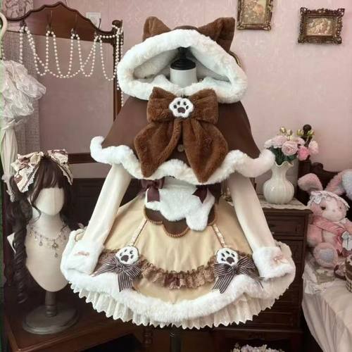 焦糖小熊冬季新款女孩日系连衣裙