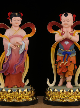 金童玉女善财童子摆件树脂