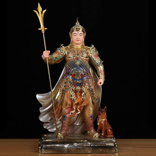 二郎神树脂神像杨戬哮天犬站像二郎显圣真君佛像家用客厅供奉摆件