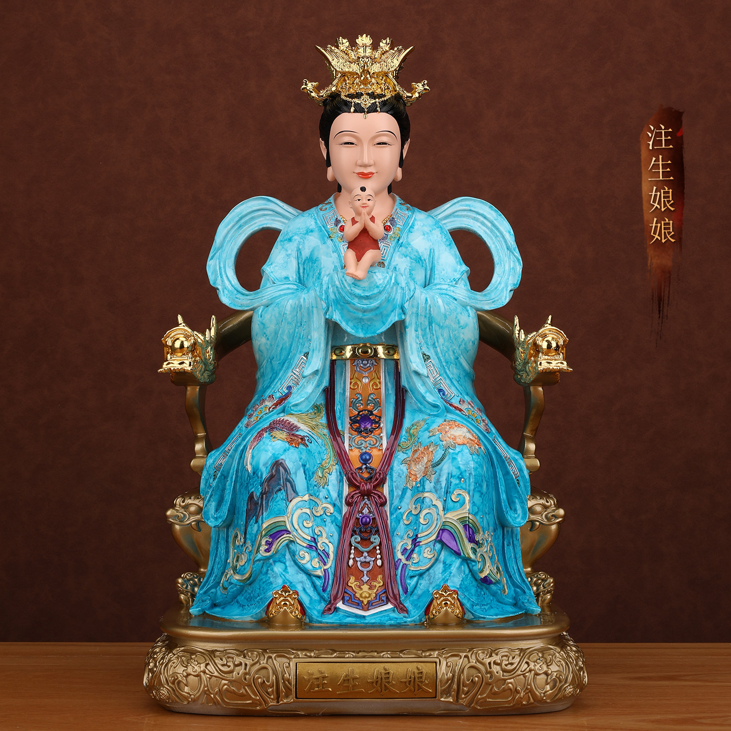 送子娘娘神像家用供奉三霄娘娘送子奶奶注生娘娘像体真身树脂摆件