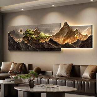 沙发背景墙背有靠山立体客厅装饰画适合大白墙壁画轻奢高级感挂画