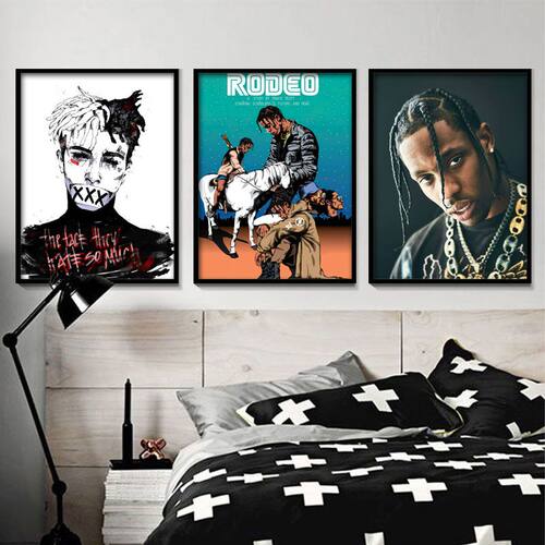 xxxtentacion海报酒吧墙面挂画欧美嘻哈说唱歌手Hiphop脏辫装饰画