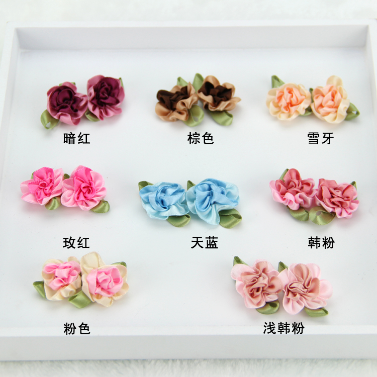 diy服装双色茉莉花儿童发饰织带