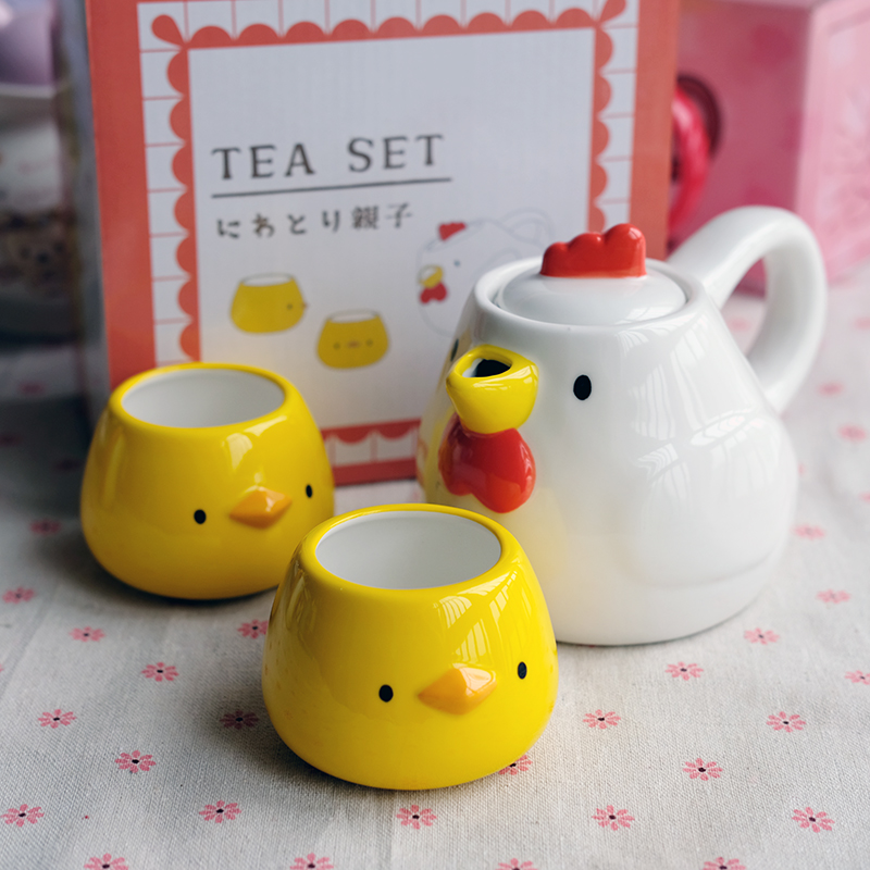 日单原盒SUNART母鸡妈妈亲子小茶壶茶杯套装泡茶过家家