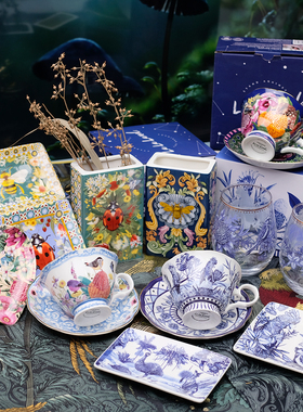 袋鼠国lalaland设计师款下午茶咖啡杯碟收纳碟盘花瓶笔架玻璃对杯