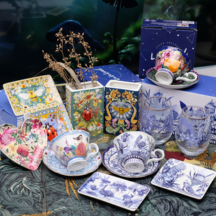 袋鼠国lalaland设计师款下午茶咖啡杯碟收纳碟盘花瓶笔架玻璃对杯