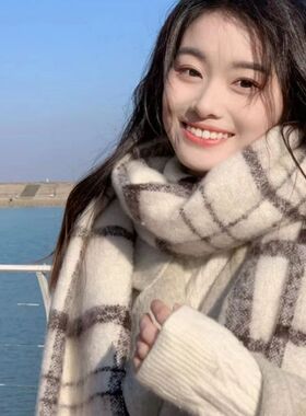 韩版条纹围巾冬季女生高