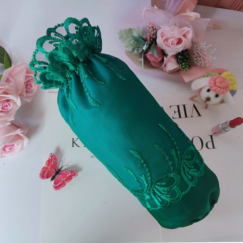 秋冬新款防脏蕾丝墨绿蓝色袖套