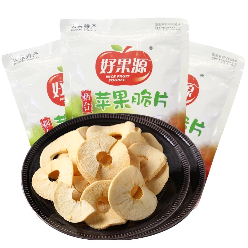 好果源 烟台苹果干苹果脆片 非油炸无添加休闲零食36g*3包 包邮