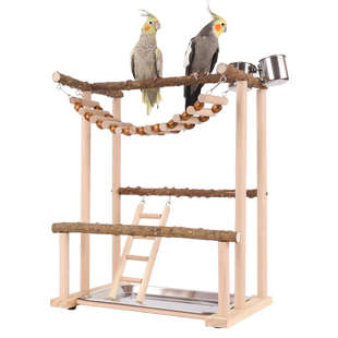 大型花椒木鹦鹉站架站杆虎皮玄凤秋千攀爬梯原木小鸟玩具滑梯云梯