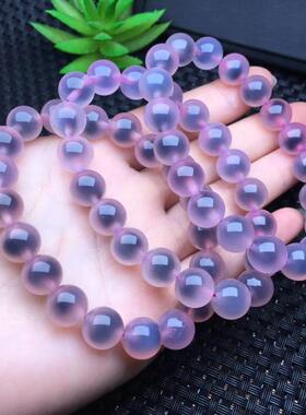 天然粉糖心玛瑙圆珠手链 女款水晶手串礼物 真的很少的货等了很久