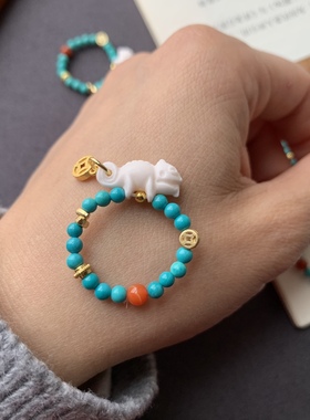 原创骨雕刻小蜥蜴（吸亿）戒指  女时尚饰品礼物