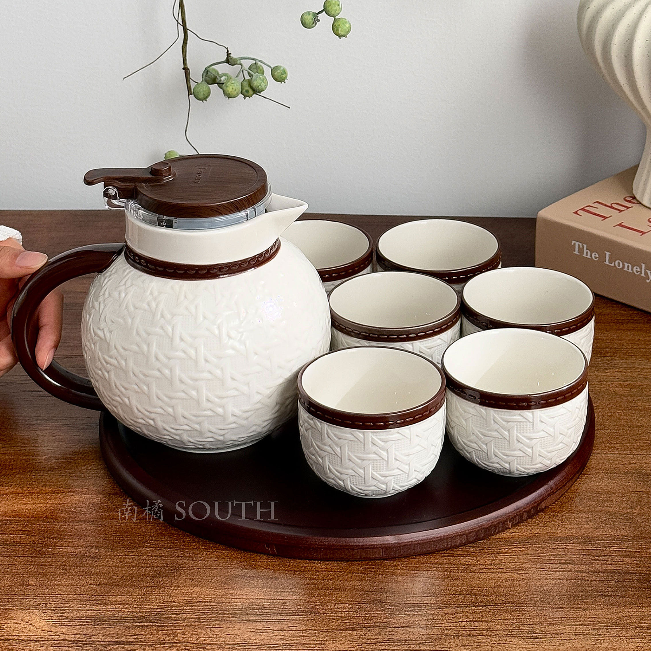 法式轻奢藤编纹陶瓷茶具套装家用水杯高级感茶杯乔迁新居新婚礼物