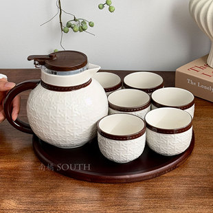 法式轻奢藤编纹陶瓷茶具套装家用水杯高级感茶杯乔迁新居新婚礼物