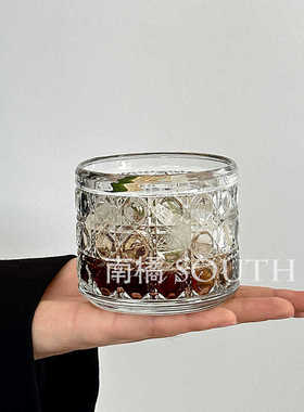 南橘Sout复古宝石纹玻璃杯可叠水杯冷萃咖啡杯冷饮杯威士忌洋酒杯
