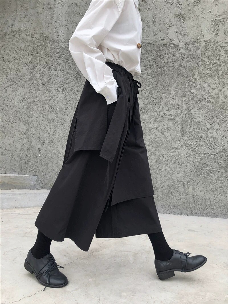 2025年春秋冬装新款时尚百搭高腰显瘦休闲裤女中长款宽松裙裤常规