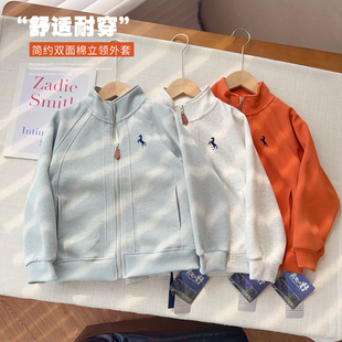 中大童双面棉外套男女童2026春高领拉链外套开衫 春上新