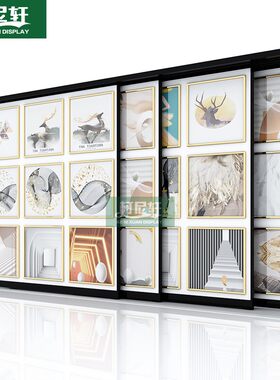 挂画展架推拉相框画框油画样品展示架平推可调节多功能立式落地式