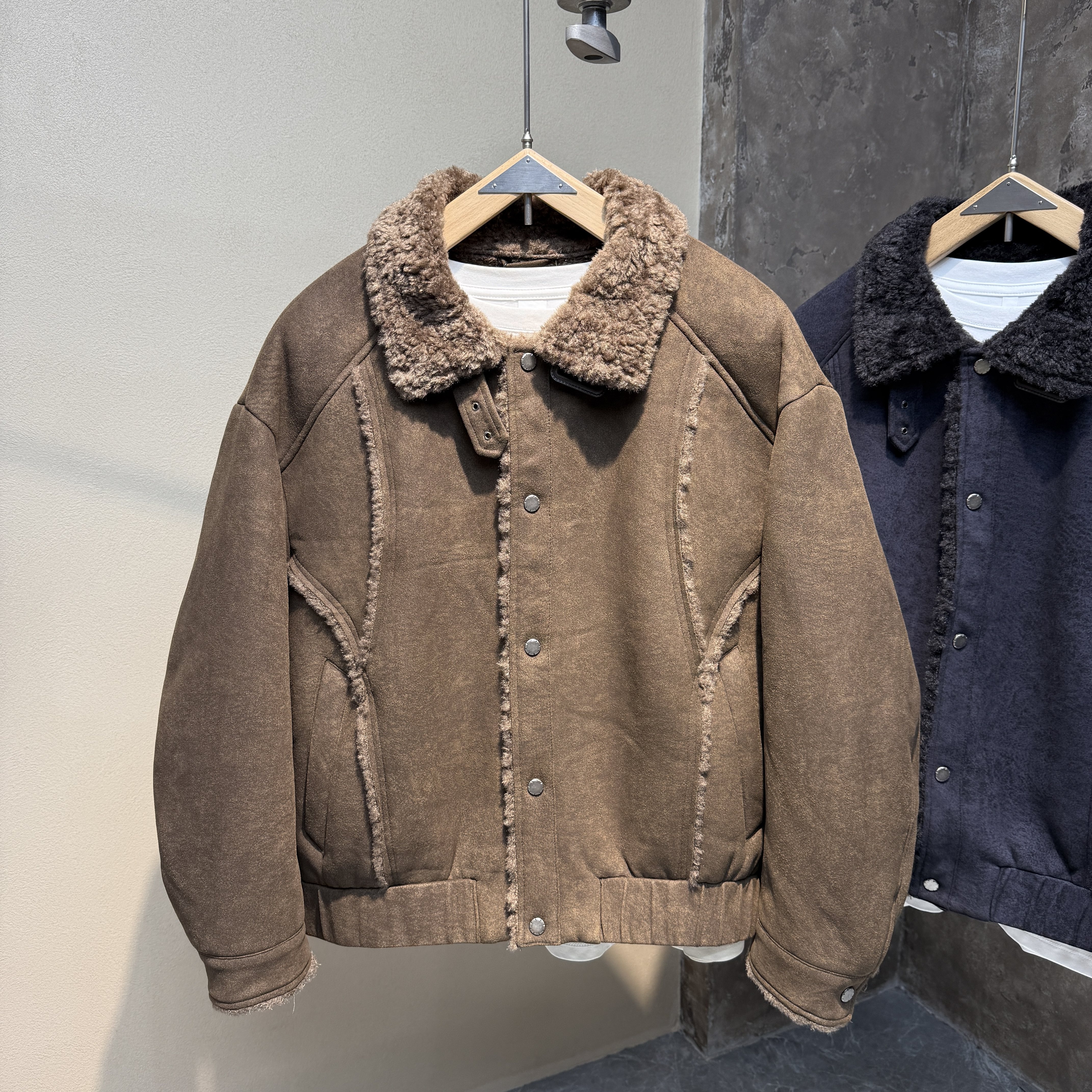 棉袄男冬季新款羊羔绒夹克棉衣男款加绒加厚皮毛一体外套棉服男