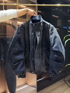 冬季新款立领牛仔棉服男潮牌宽松加厚抗寒外套男女情侣夹克上衣男