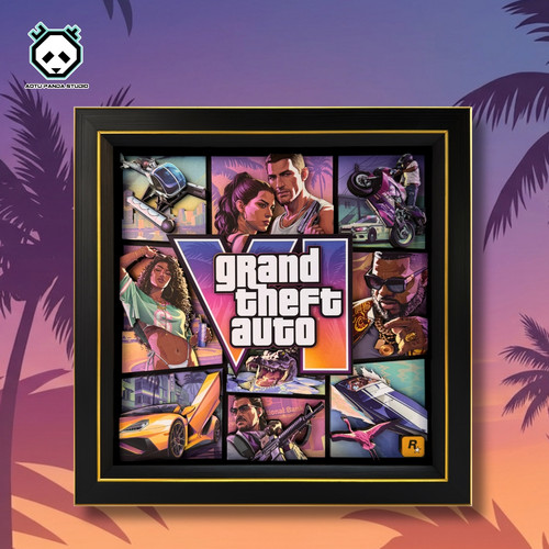凹凸Panda手作侠盗猎车手GTA6给他a罪恶都市R星游戏纸雕立体挂画