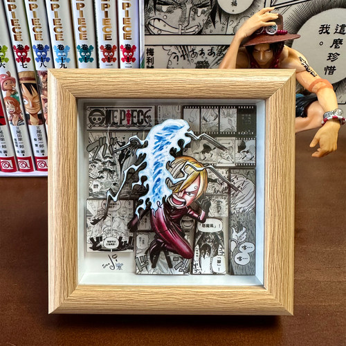 手作海贼王OP山治纸艺桌摆立体画