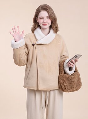 韩版皮毛一体羊羔毛外套
