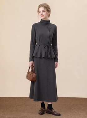 秋针织马甲打底衫阔腿裤三件套女