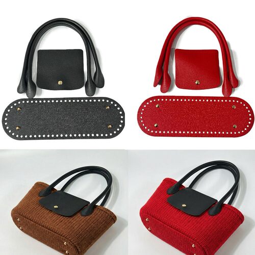 diy包皮革配件包盖提手包底三件套材料编织红色新年手工包包网红