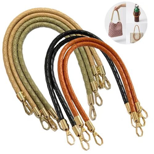 35/45/55cm编织皮8mm圆绳手提包带手挽礼盒手柄女包替换带DIY拎带