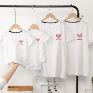 夏装 全家装 一家三四口t恤母女装 纯棉短袖 洋气婴儿夏季 高端亲子装