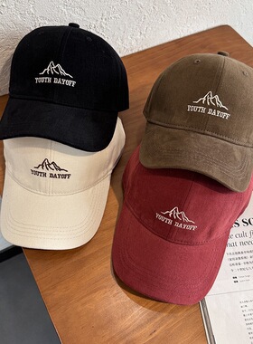 美式复古硬顶春夏季休闲棒球帽子男女字母刺绣鸭舌帽大头围显脸小