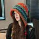 民族风彩虹毛线帽子女可爱保暖针织帽甜美秋冬护耳流苏辫子包头帽