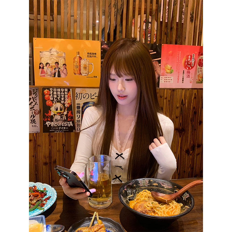 2026秋冬新款纯欲性感蕾丝花边蝴蝶结长袖t恤女内搭打底衫甜辣妹,男装,T恤,淘宝优惠券,粉丝福利购,淘宝优惠卷