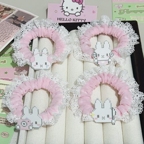 像素卡通kitty发绳马尾少女小肠头绳圈可爱简约时尚扎发皮筋头饰