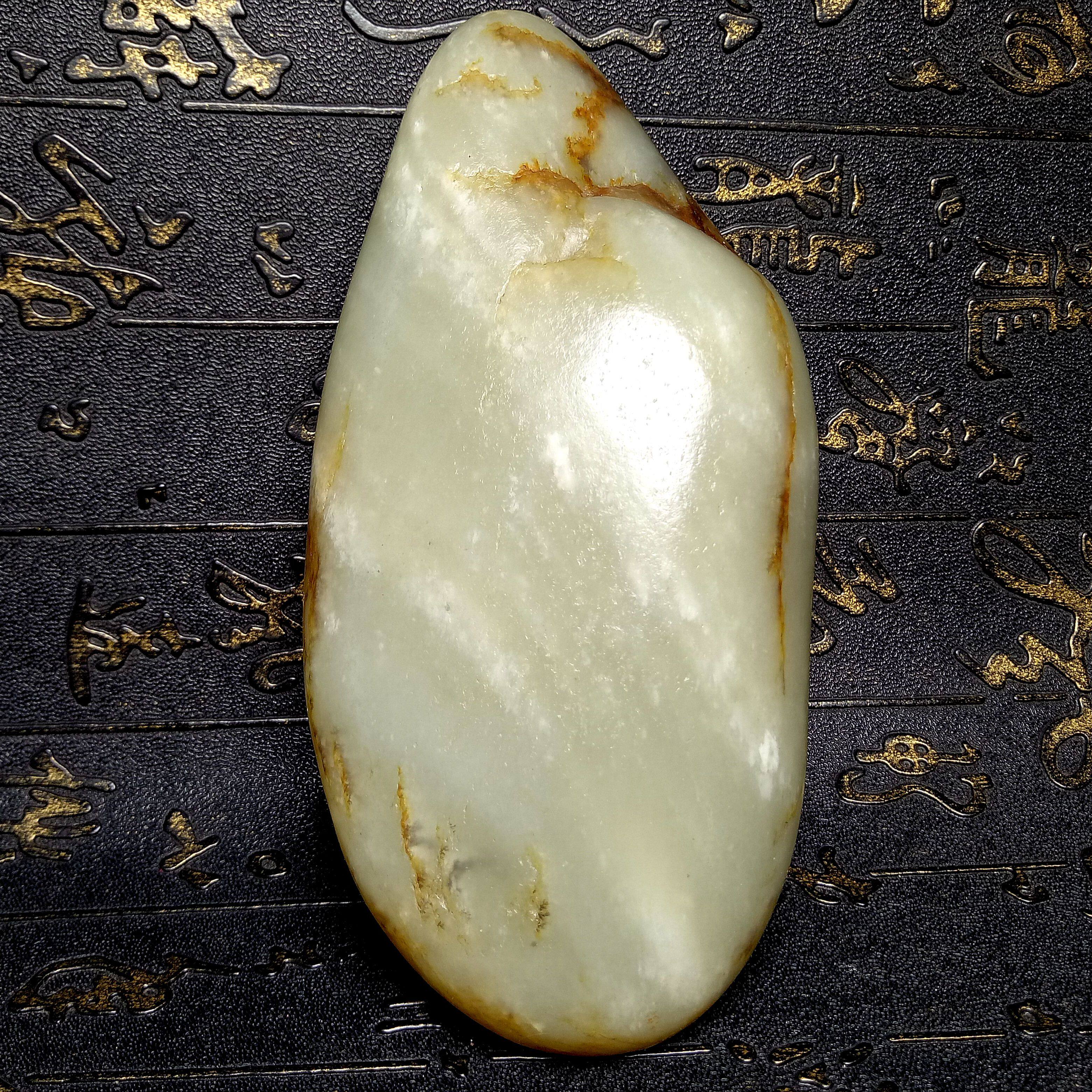 新疆和田籽料原石天然无修顺手把件青白玉雪花玉特色练手料入门