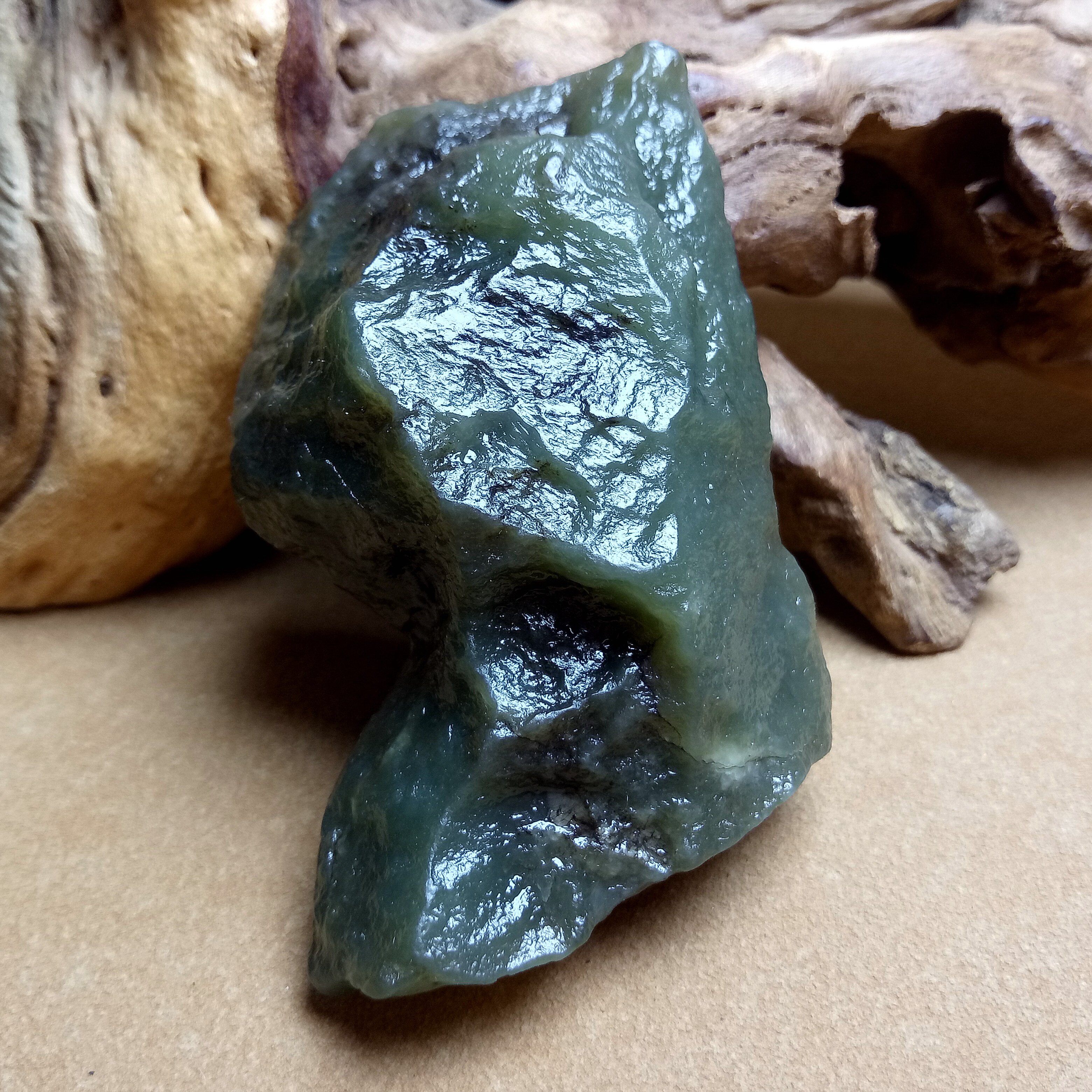 【风雅玉轩】新疆和田玉若羌青玉戈壁料原石风化皮完整干净手把件