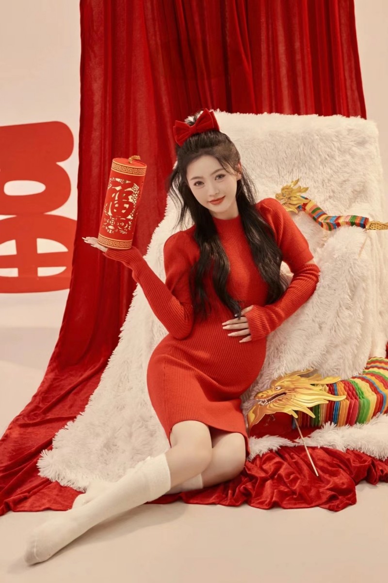 孕妈咪写真拍摄可爱连衣裙