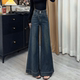 潮 女小个子港味复古宽松显瘦辣妹百搭慵懒直筒拖地裤 阔腿裤 牛仔裤