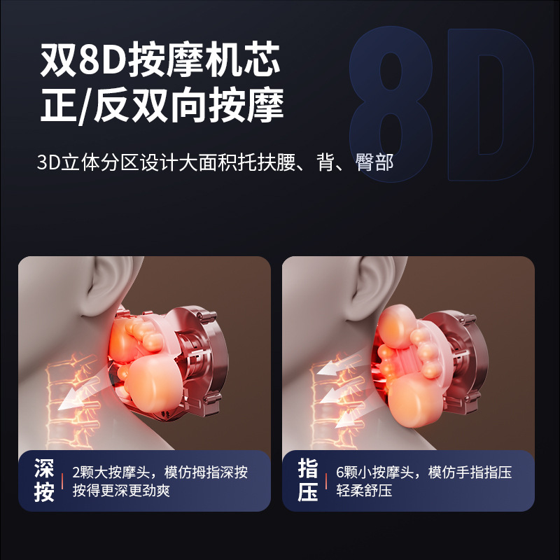 按摩枕家用车载电动正反揉捏按摩靠背加热颈部颈椎背部腰部