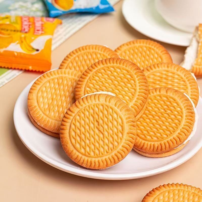 奶油夹心饼干香蕉水果味早餐解馋小零食休闲散装整箱批发独立包装