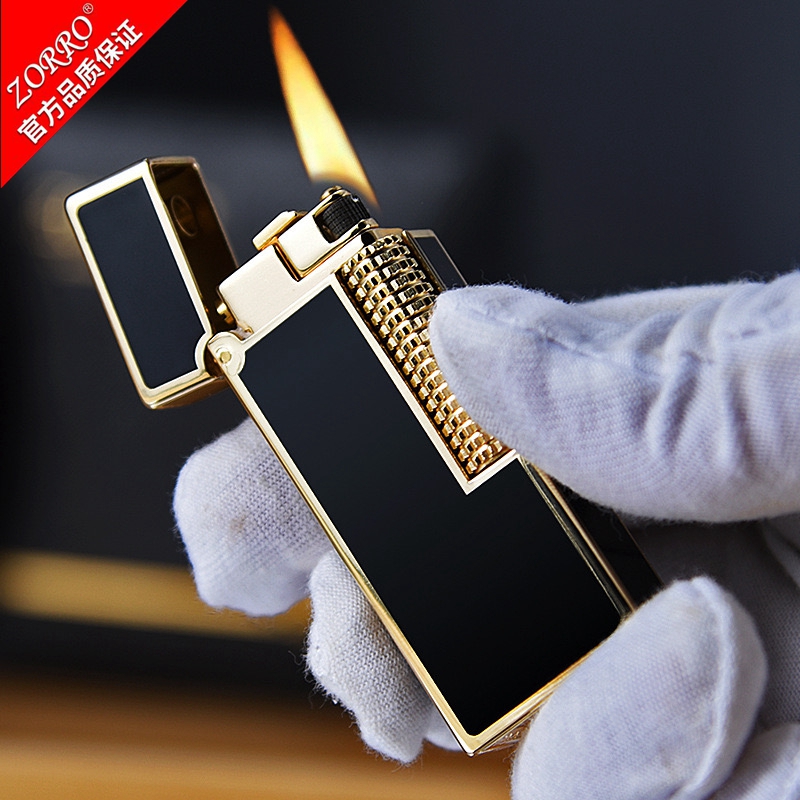 佐罗窄版侧滑煤油打火机液压连杆树脂黑商务个性创意打火机