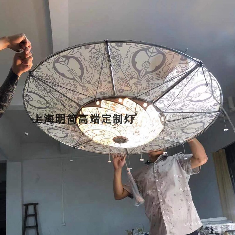 泰式东南亚个性艺术印花布艺吊灯