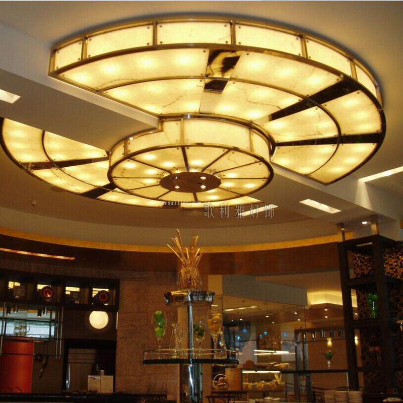 新古典后现代中式云石吸顶灯酒店大堂大厅会所晏会厅大型工程灯具