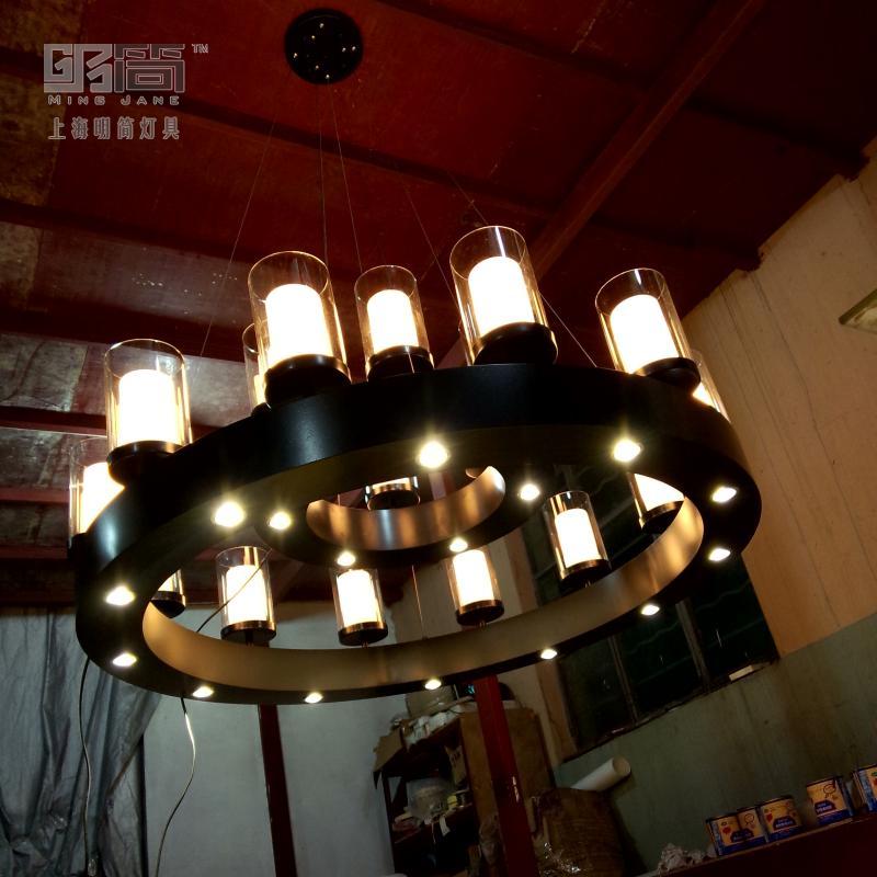 现代中式饭厅包厢宾馆酒店宴会厅会所别墅吊灯餐厅大厅工程装饰灯