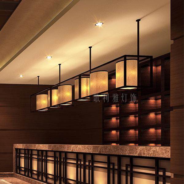 现代新中式酒吧餐厅吧台吸顶吊灯酒店会所前台工程订制灯装饰吊灯