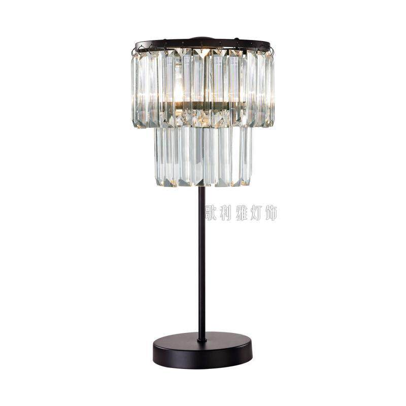 设计师美式小台灯简约北欧长条水晶台灯酒店会所别墅卧室床头灯具