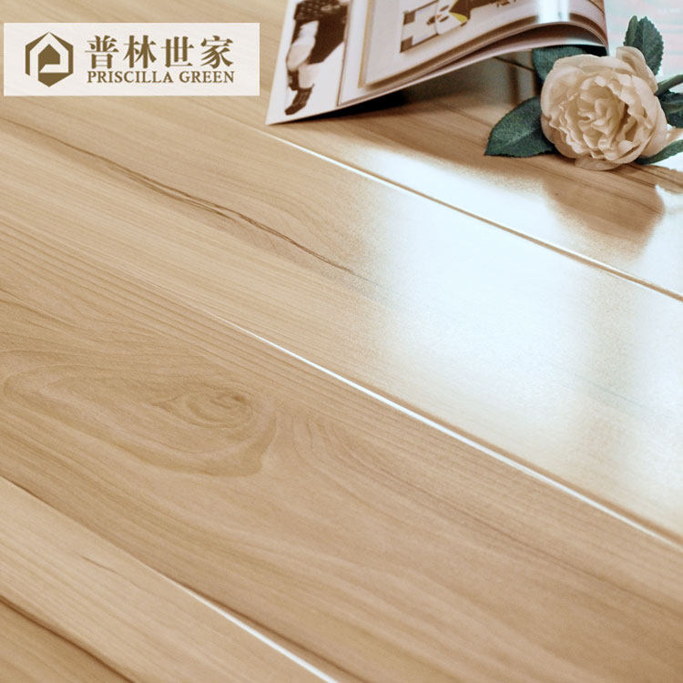 普林世家耐磨强化复合地板高光亮面木地板地暖地热原木色百搭防水